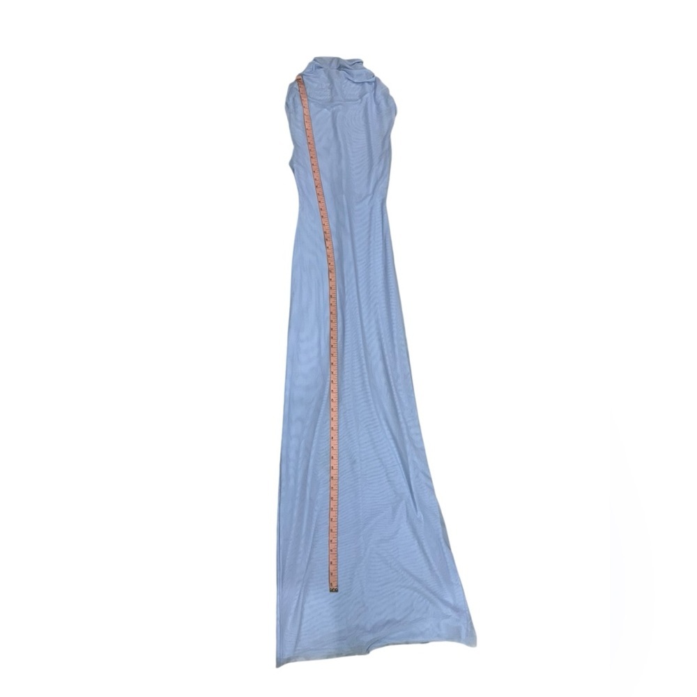 Naked Wardrobe Drapey Blue Mesh Maxi Cocktail Dress Size Medium - Picture 6 of 11